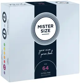 Mister Size 64 mm - Large Size Latex Condoms, 36-Pack