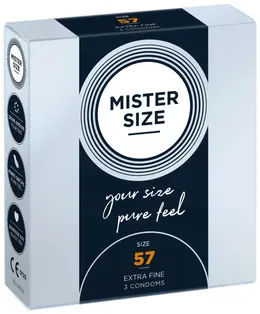 Mister Size 57 mm Condoms 3-Pack - Anatomical Fit, Premium Latex
