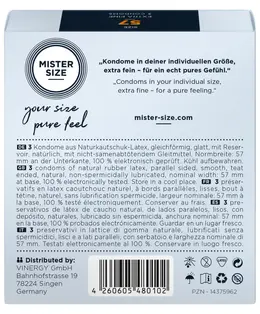 Mister Size 57 mm Condoms 3-Pack - Anatomical Fit, Premium Latex