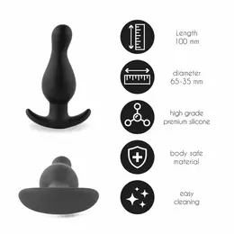 FeelzToys Plugz Black No. 2 Intimate Silicone Plug, Medium Size