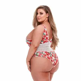 Baci Floral Tie-Up Teddy White Queen Size - Elegant Lingerie Bodysuit