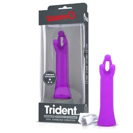 The Screaming O Charged Trident Purple - 3-Point Rechargeable Silicone Massager