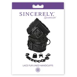 Sportsheets Sincerely Lace Fur Lined Cuffs Adjustable Black 25.4cm