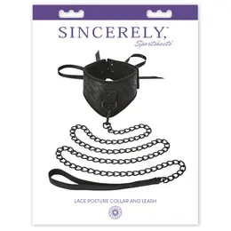 Sportsheets Sincerely Lace Adjustable Collar & Leash Set Black