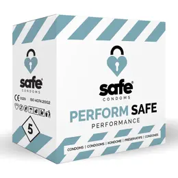 Safe Perform Delay Condoms 5 pcs - Extended Performance, 56mm