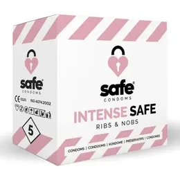 Safe Intense Textured Condoms 5 pcs - Anatomical Shape, 52mm, CE Certified