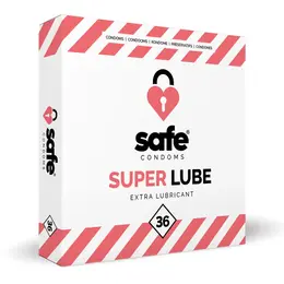 Safe Super Lube 36-Pack Anatomical Latex Condoms Extra Lubrication