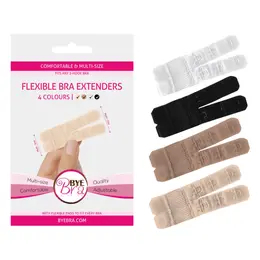 Bye Bra Flexible 2-Hook Bra Extenders Set Nude, Black & White Universal