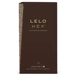 LELO HEX Respect XL 12-Pack Designer Latex Condoms 58mm Lubricated