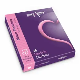 MoreAmore Fun Skin 36-Pack - Textured Latex Condoms, Dotted & Ribbed