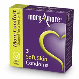 MoreAmore Soft Skin Anatomical Latex Condoms 3 pcs Extra Lubricated