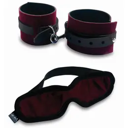 Sportsheets S&M Enchanted Set - Burgundy Blindfold & Adjustable Cuffs