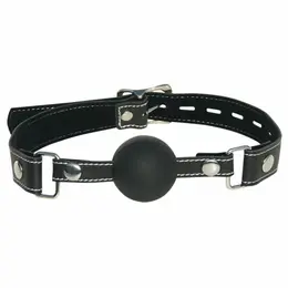 Sportsheets Edge Silicone Ball System, Adjustable Leather Strap, Black