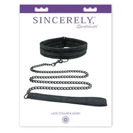 Sportsheets Sincerely Lace Adjustable Neck Collar with Leash Black