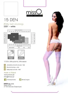 MissO S301 White Stockings for Garter Belt L/XL Silky Finish