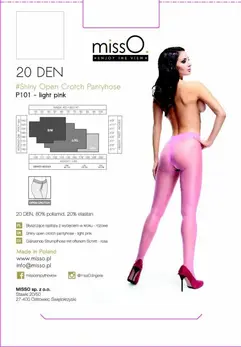 MissO P101 Sheer Tights with Open Gusset Light Pink L/XL