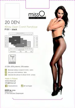 MissO P101 Black Open Gusset Tights L/XL - Subtle Shine Finish