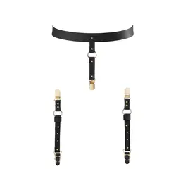Bijoux Indiscrets MAZE Adjustable Suspender Belt Black Vegan Leather