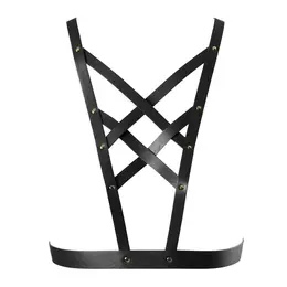 Bijoux Indiscrets MAZE Net Cleavage Harness Black Vegan Leather Adjustable