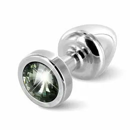 Diogol Anni Round Silver & Black 25mm Aluminium Plug with Crystal