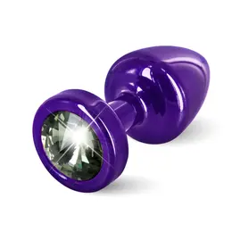 Diogol Anni Round 25 mm Aluminum Plug Purple & Black Crystal Accent