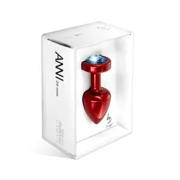 Diogol Anni Plug Round 25mm Red & Blue Aluminum with Crystal Accent