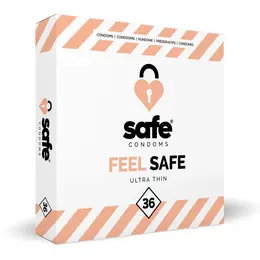 Safe Feel Safe Ultra-Thin Latex Condoms 36 pcs, 54 mm, Transparent