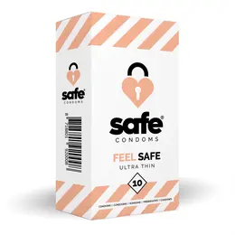 Safe Feel Safe Ultra-Thin Latex Condoms 10 pcs 54mm Transparent
