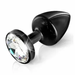 Diogol Anni Round Black 30 mm Aluminium Luxury Plug with Crystal