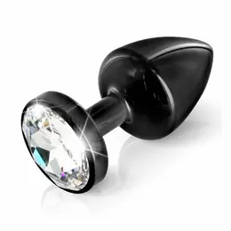 Diogol Anni Round 25 mm Aluminium Accessory with Swarovski Crystal Black