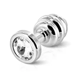 Diogol Ribbed Silver-Plated Plug 25mm with Swarovski Crystal