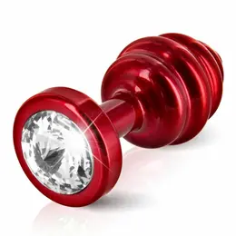 Diogol Ano Ribbed Red 35 mm Intimate Accessory with Crystal Detail
