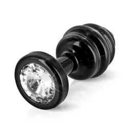 Diogol Ano Ribbed Black 25 mm Aluminium Intimate Accessory with Crystal