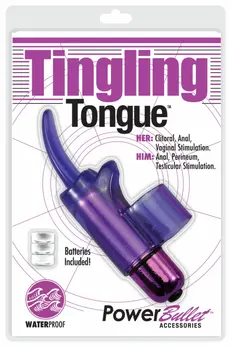 PowerBullet Tingling Tongue Purple - Compact Finger Massager, Waterproof