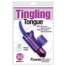 PowerBullet Tingling Tongue Purple - Compact Finger Massager, Waterproof