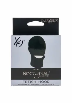 Fetish Hood Sensory Play Mask with Blindfold and Zippered Mouth Black