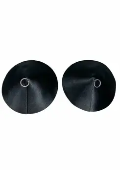 Kinky Diva PU Leather Nipple Covers Ring Black Reusable Adhesive