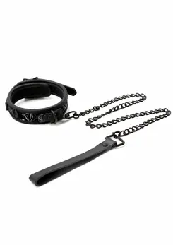 Sinful Collar 1 inch Adjustable Vinyl-Neoprene with Leash Black