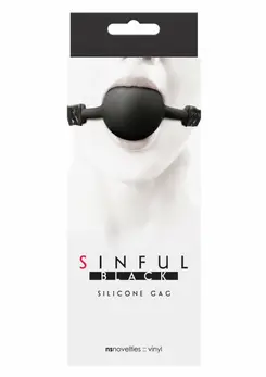 Sinful Soft Silicone Ball Gag Adjustable Black Comfort Strap 657447099939