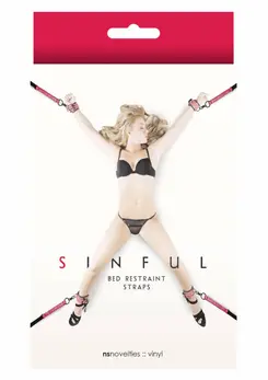 Sinful Bed Restraint Straps Adjustable 4m System Black or Pink