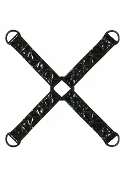 Sinful Hogtie Restraint System - Adjustable Vinyl & Neoprene, Black
