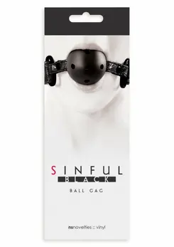 Sportsheets Ball Gag Adjustable Vinyl Strap Black 657447092237