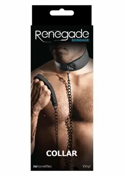 Renegade Bondage Collar Black - Adjustable Vinyl Neckband