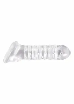 NS Novelties Renegade Ribbed Sleeve Extension TPE Transparent