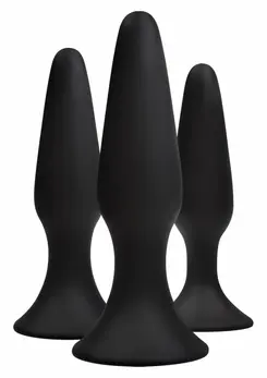Sliders 3pc Trainer Kit Silicone Plug Set with Suction Base Black