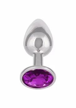 Jewel Small Amethyst Plug - Metallic Model with Gem Accent, Compact Size
