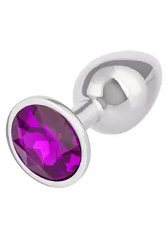 Jewel Small Amethyst Plug - Metallic Model with Gem Accent, Compact Size