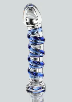 TOYJOY GLASS WORXX G-Spot Gemstone Curved Glass Intimate Device Blue
