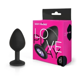 Glavčina je analna, L 80 mm d 35 mm, crna, boja kristala je svetlo ljubičasta, silikon, art. SF-70501-15