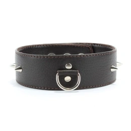 Ogrlica sa malim šiljcima je smeđa